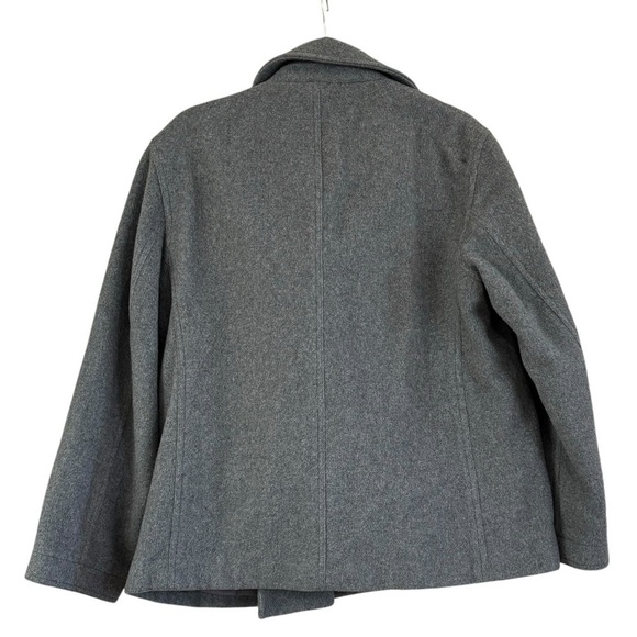 J. Crew Wool Cashmere Blend Gray Pea Coat Women’s L Classic Preppy Coastal Luxe - Picture 2 of 16